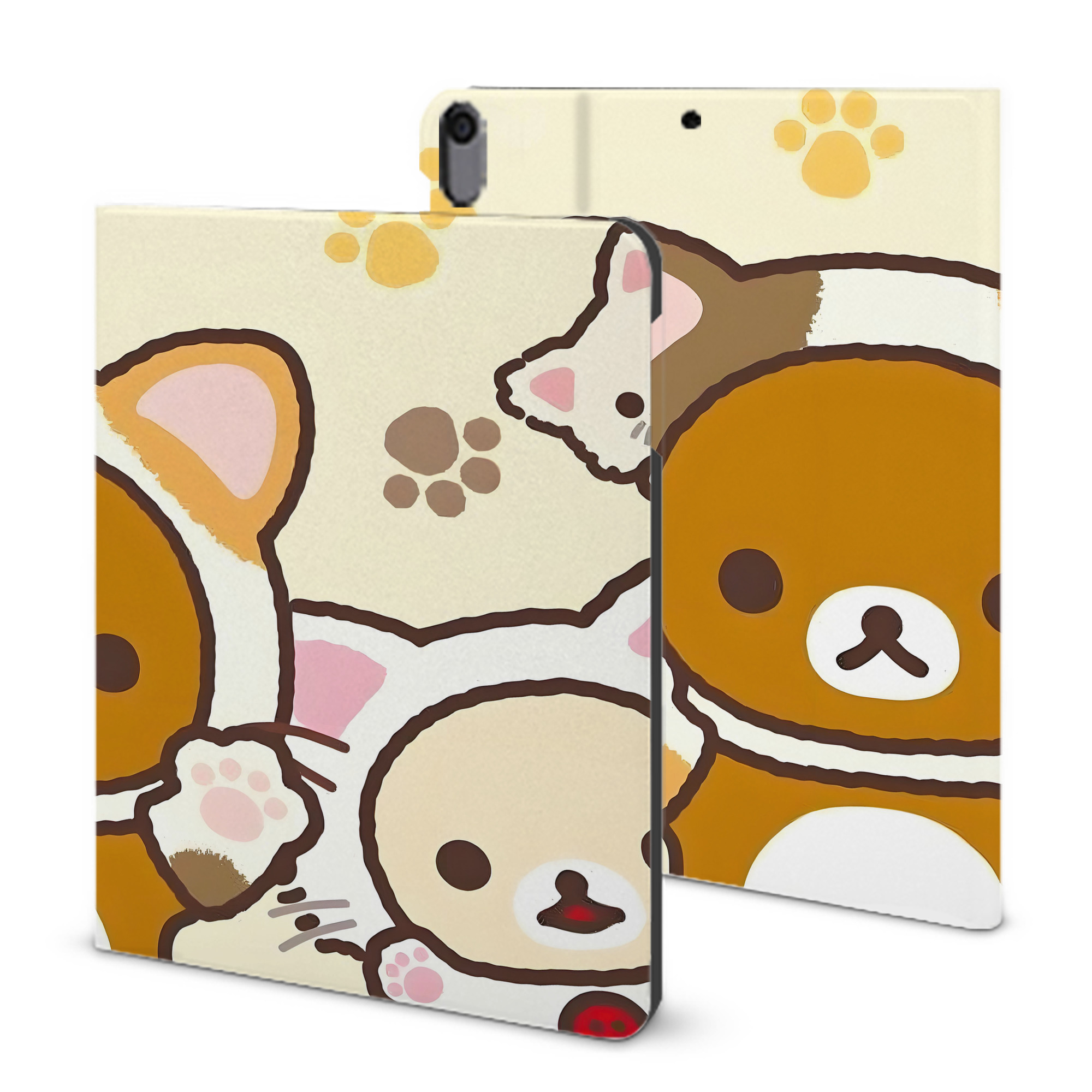 （画像用） リラックマ リラックマ キイロイトリ Rilakkuma Korilakkuma Kiiroitori IPad ケース ブック型 PUレザー TPU 耐衝撃 軽量 薄型 ペン収納なし 全面保護 IPad 各モデル対応